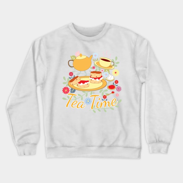 Tea Time Crewneck Sweatshirt by LulululuPainting